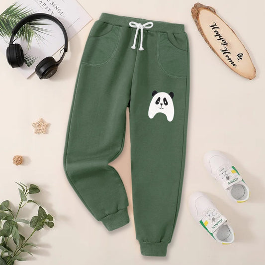 Fleece Jogger Pants for Kids - BNBJP- 110 - Green - Panda