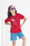 Star - Half sleeves T-shirts For Kids - Maroon - SBT-354