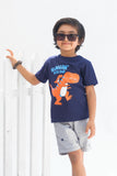 Hanging With Dad - Half Sleeves T-Shirts For Boys- Blue