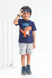 Hanging With Dad - Half Sleeves T-Shirts For Boys- Blue