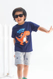 Hanging With Dad - Half Sleeves T-Shirts For Boys- Blue