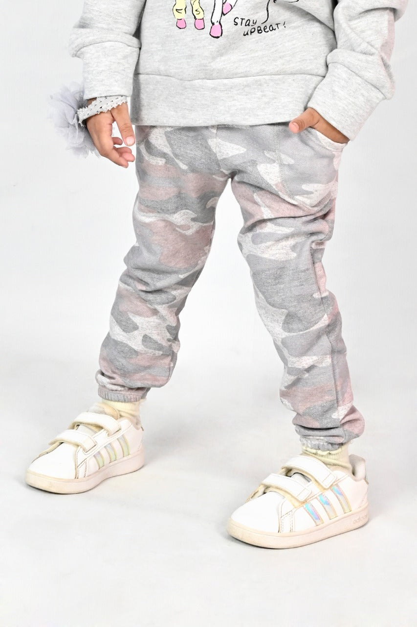 Camo Fleece Jogger Pants for Kids - Light Grey - BNBJP-37-D12-D75