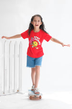 Stay Sunny - Half sleeves T-shirts For Kids - Red - SBT-349