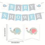 BABY SHOWER Gender Reveal Pull Flag - Elephant Model for Boy or Girl - Hanging Decoration for Baby Party