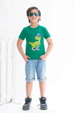 Cool Dino - Half sleeves T-shirts For Kids - Green - SBT-339