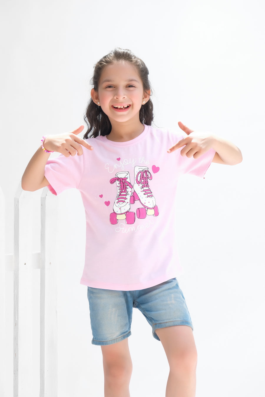 Enjoy The Summer Half Sleeves T-shirts For Kids - Pink