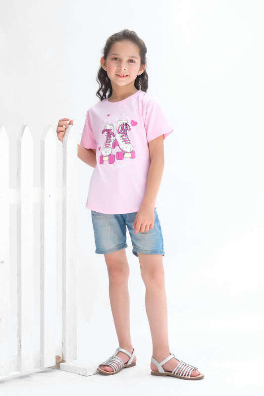 Enjoy The Summer Half Sleeves T-shirts For Kids - Pink