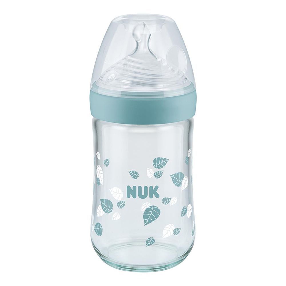 Nuk Nature Sense Glass Feeding Bottle, Silicon M, 240ml Assorted - 7353