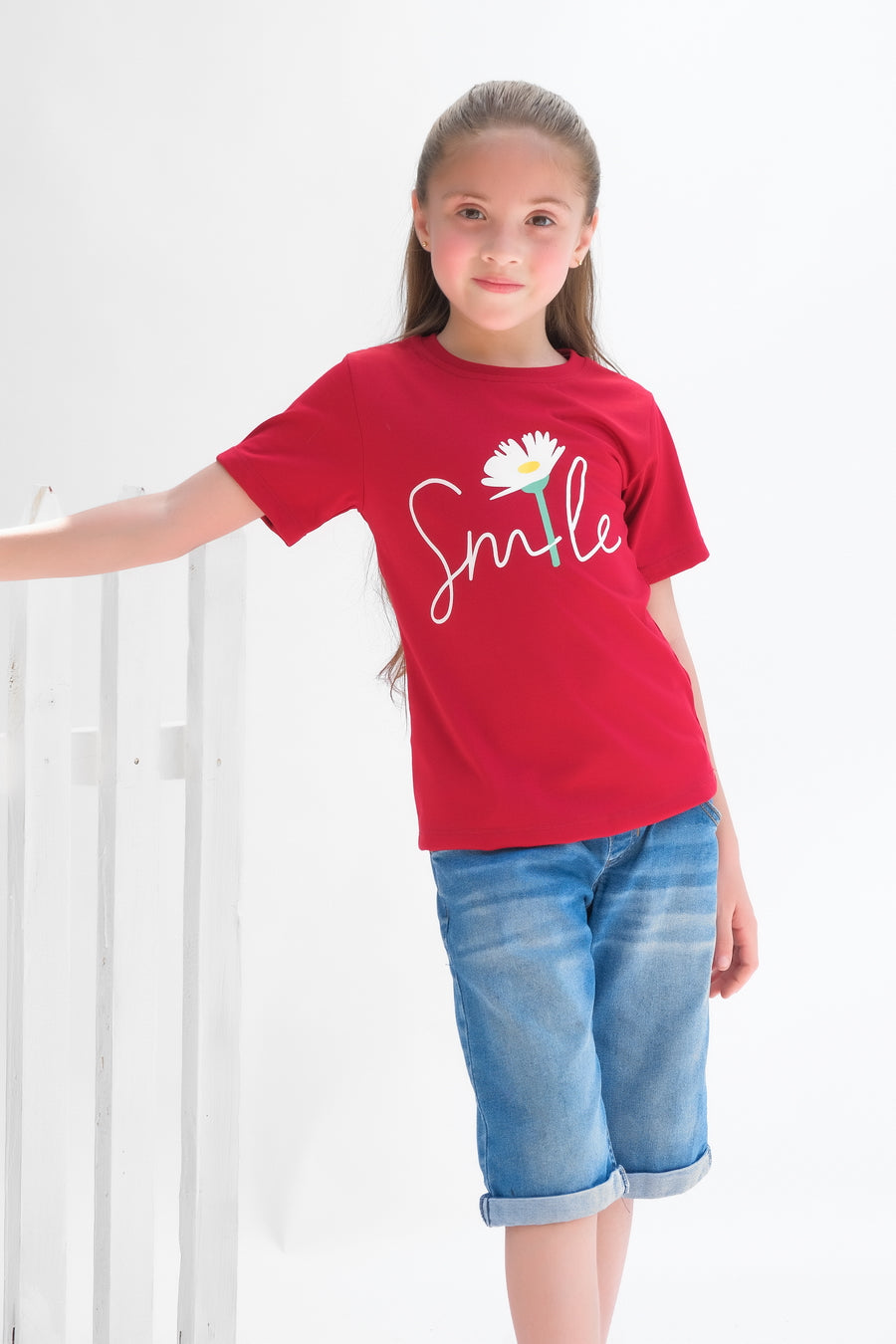 Smile - Half sleeves T-shirts For Kids - Maroon - SBT-353