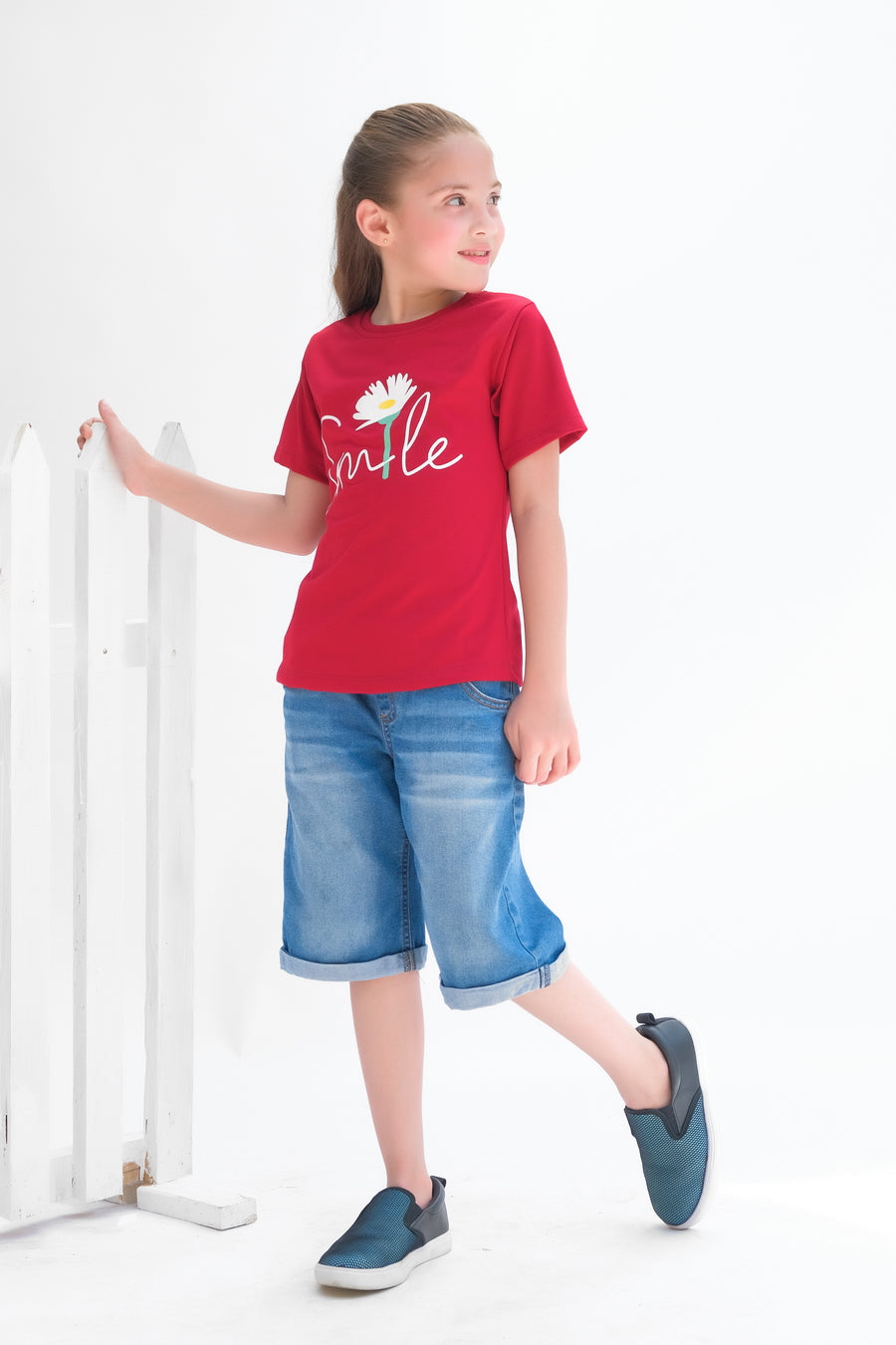 Smile - Half sleeves T-shirts For Kids - Maroon - SBT-353