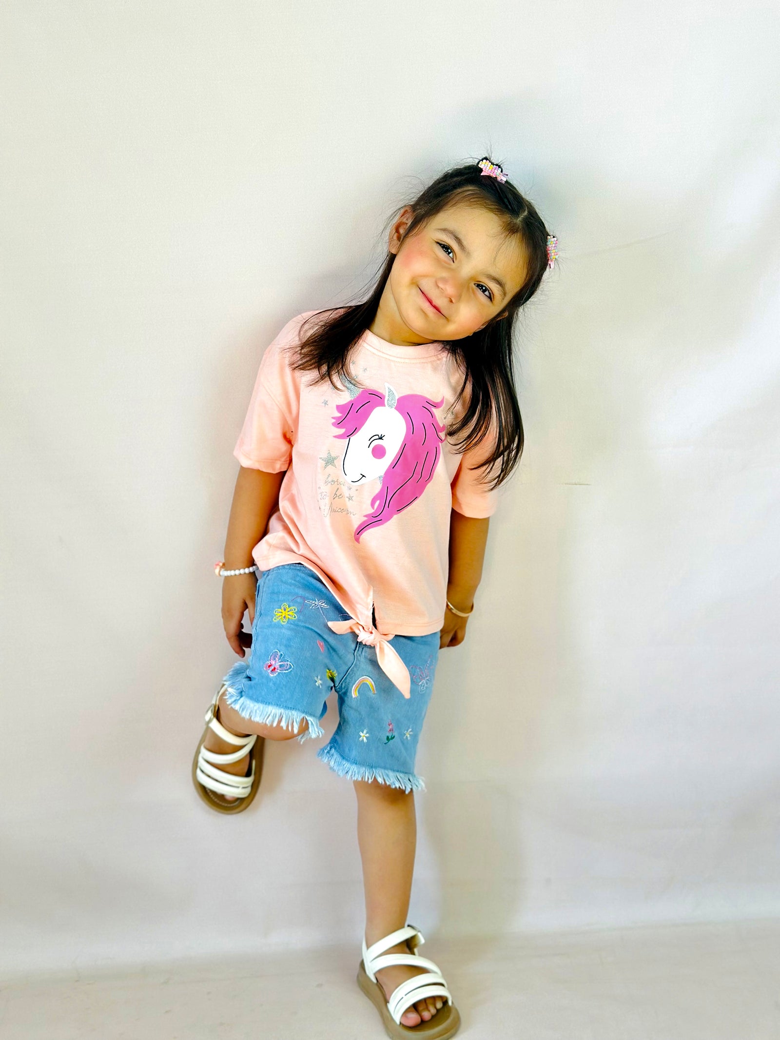 To be Unicorn Half Sleeves T-Shirts For Kids - Peach