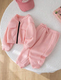 Baby Pink - Mini Style Zip Up Fleece Tracksuit for Kids