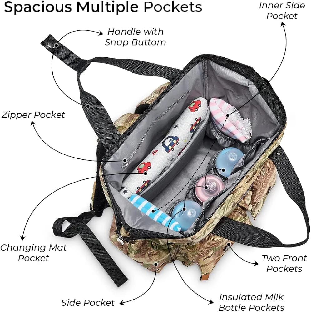 Little Story Elite Diaper Bag w/Stroller Hooks & Changing Mat - Camouflage