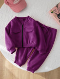 Purple Vibes - Mini Style Zip Up Fleece Tracksuit for Kids