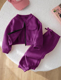 Purple Vibes - Mini Style Zip Up Fleece Tracksuit for Kids