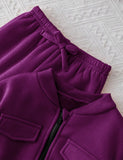 Purple Vibes - Mini Style Zip Up Fleece Tracksuit for Kids