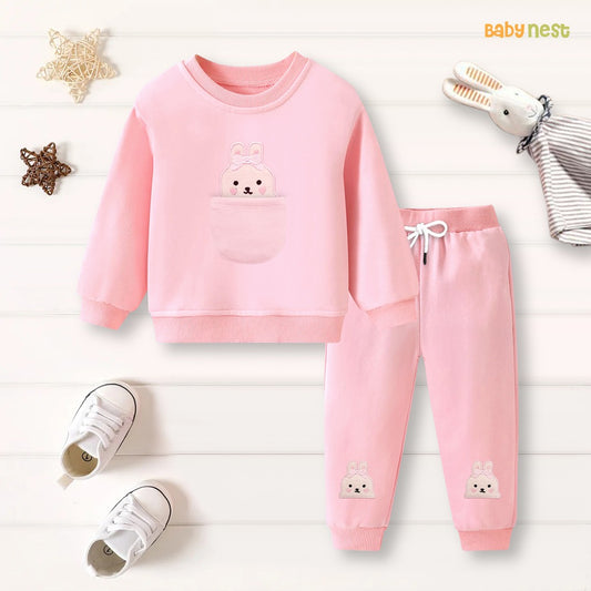 Pastel Bunny Cuddle Fleece Tracksuit for Kids