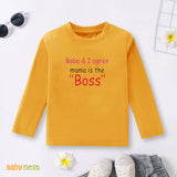 Full Sleeves T-shirt with Baba & I Agree Mama Is The Boss Print