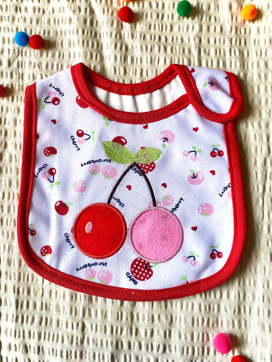 Bib for babies - Cherry - White