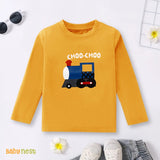 Choo-Choo Fun Train Printed Full Sleeves T-shirt for Kids -Sunny Yellow