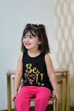 Be Love Printed Sandos for Girls - Black