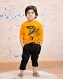 Football Dino Printed Graphic Full Sleeves T-shirt for Boys