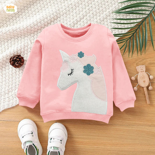 Dreamy Unicorn Sweatshirt Full Sleeves Sweatshirt for Kids - Pink