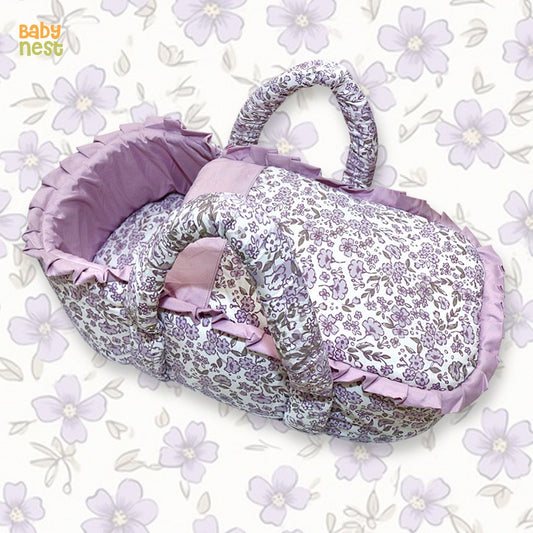 Cotton Carry Nest & Sleeping Bag Floral Bliss Nest - Purple