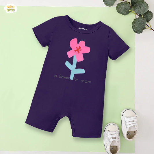 Baby Half Romper - Flower for Mom - Purple