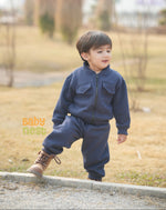 Navy - Mini Style Zip Up Fleece Tracksuit for Kids