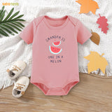 Easyclean Half Sleeves Onesie with Grandpa Is One In A Melon Print