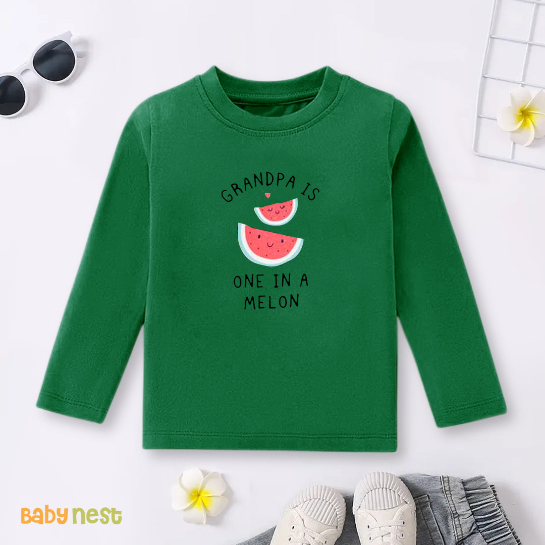 Full Sleeves T-shirt with Grandpa Is One In A Melon Print