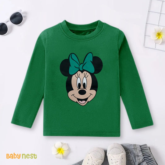 Green Minnie Magic Printed Full Sleeves T-shirt for Kids