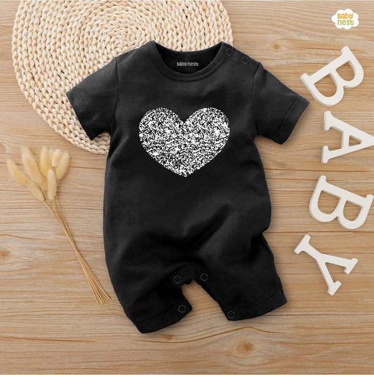 Printed Half Romper with Heart & Love