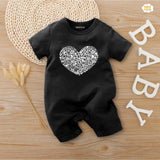 Printed Half Romper with Heart & Love