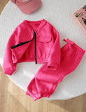 Hot Pink - Mini Style Zip Up Fleece Tracksuit for Kids