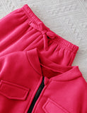 Hot Pink - Mini Style Zip Up Fleece Tracksuit for Kids