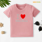 Half Sleeves T-Shirt With I Love Baba Mama Print