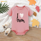 Easyclean Half Sleeves Onesie with I Love Mom Print