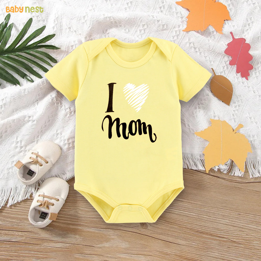 Easyclean Half Sleeves Onesie with I Love Mom Print