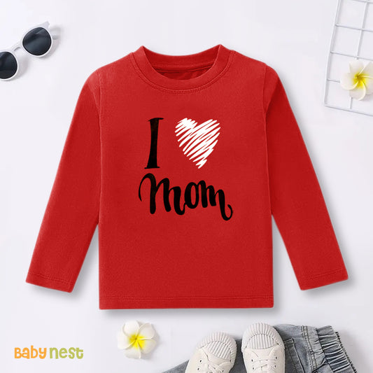 Full Sleeves T-shirt with I Love Mom Print