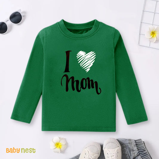 Full Sleeves T-shirt with I Love Mom Print