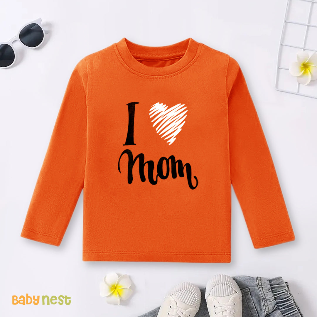 Full Sleeves T-shirt with I Love Mom Print