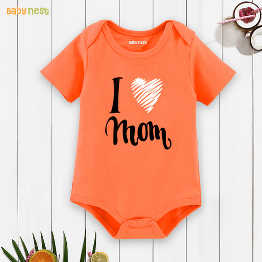 Easyclean Half Sleeves Onesie with I Love Mom Print