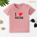 Half Sleeves T-shirt with I Love Mom Print