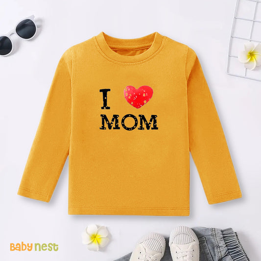 Full Sleeves T-shirt with I Love Mom Print