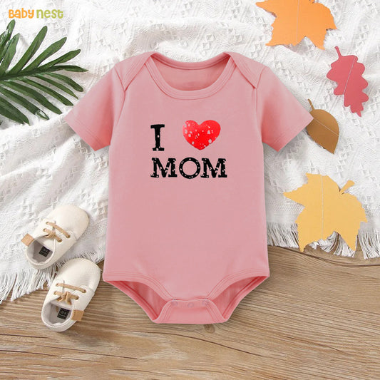 Easyclean Half Sleeves Onesie with I Love Mom Print