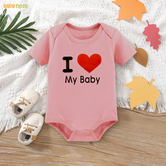 Easyclean Half Sleeves Onesie with I Love My Baby Print