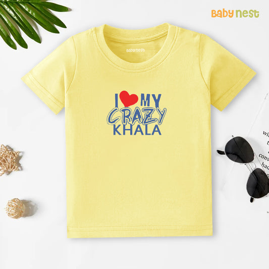 Half Sleeves T-shirt with I Love My Crazy Khala Print