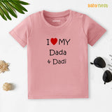 Half Sleeves T-shirt with I Love My Dada & Dadi Print